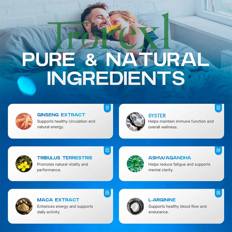 36-360pcs Blue Pills Male Supplement with Natural Oyster & Ginseng, Stamina & Endurance, Boosting Performance