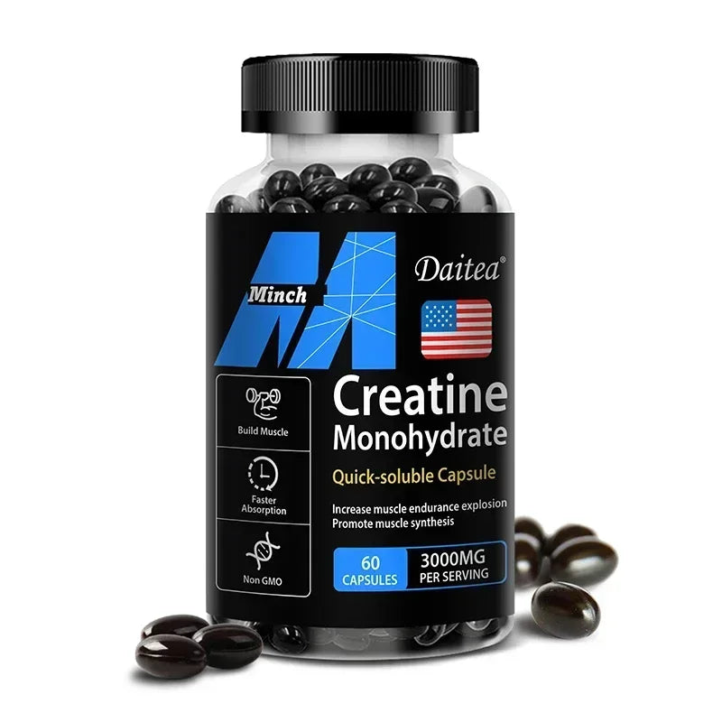 Daitea Creatine Monohydrate 3000 Mg - Strength, Muscle, Performance Supplement for Men and Women, Non-GMO and Gluten-Free