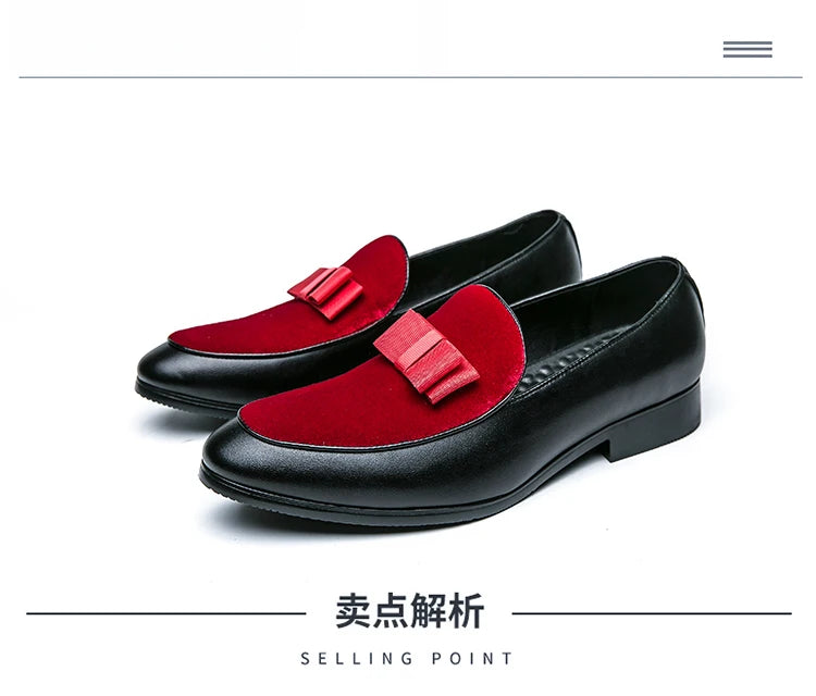 Fashion Wedding Shoes For Men Dress Casual Business Leather Shoes Male Classic Formal Bow Office Social Party Shoes Man Loafers