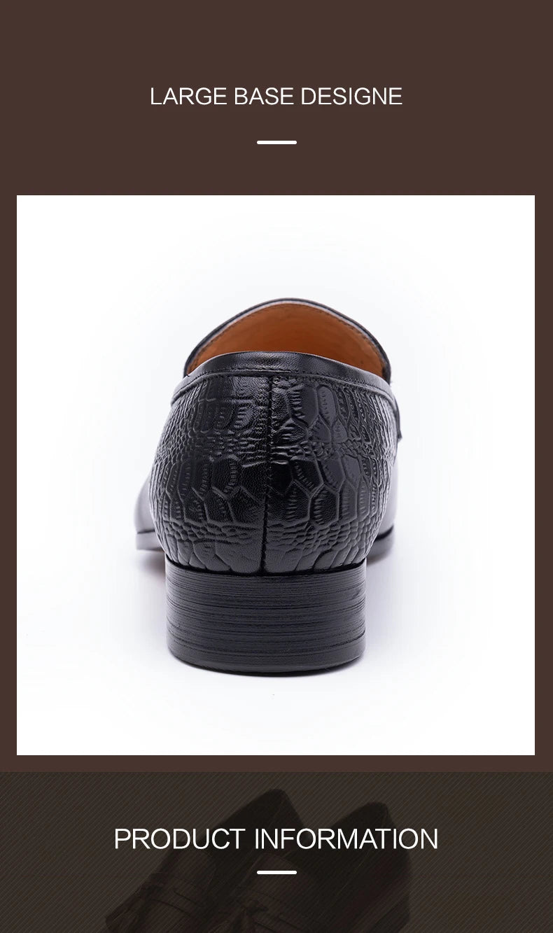 Genuine Leather Shoes For Men Dress British Business Party Slip on Black Point Toe Fashion Casual Formal Suit Handmade Men Shoes