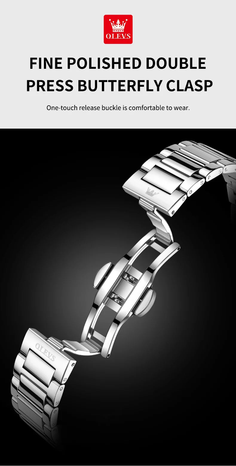 OLEVS Watches Man 7090 Luxury Original Automatic Mechanical Watch Waterproof Large Dial Week Date Watches For Man Gifts New