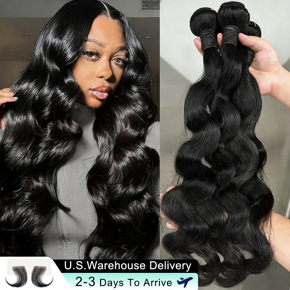 16A Double Drawn Body Wave Bundles Human Hair  100% Human Hair Brazilian Virgin Human Hair Extensions For Women Cheap Human Hair
