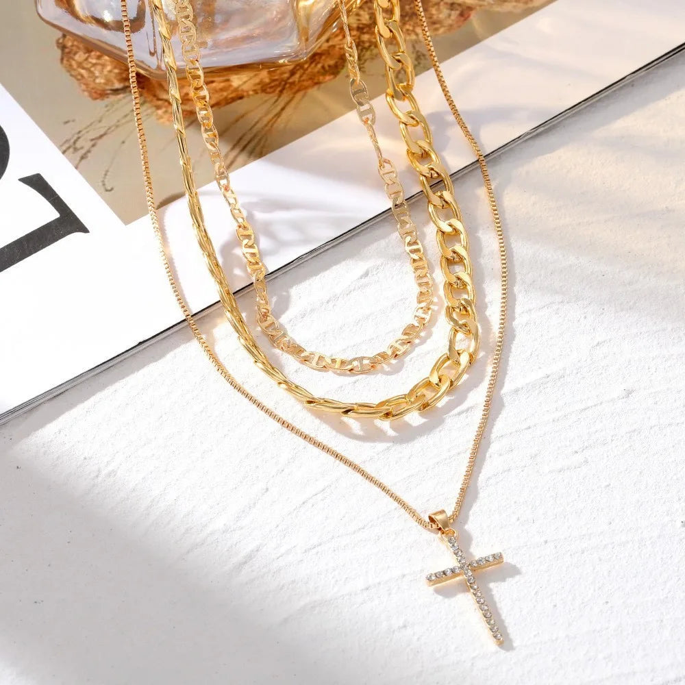Cross Necklace for Women Stackable Stacked Stacking Layering Layered Necklaces Gold Necklace Cross Pendant Diamond Jewelry Gift