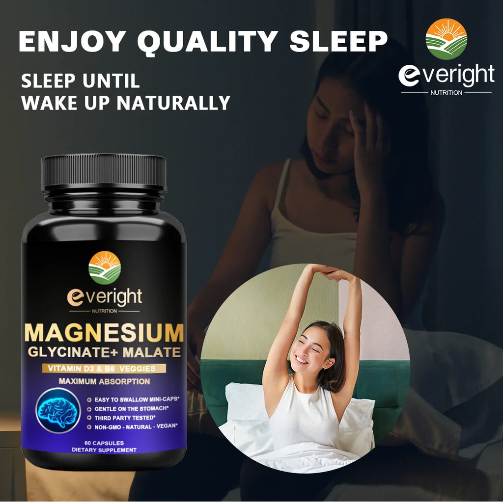 High Absorption Magnesium Glycinate - Supports Sleep, Mood, Muscles, Heart & Nervous System Health