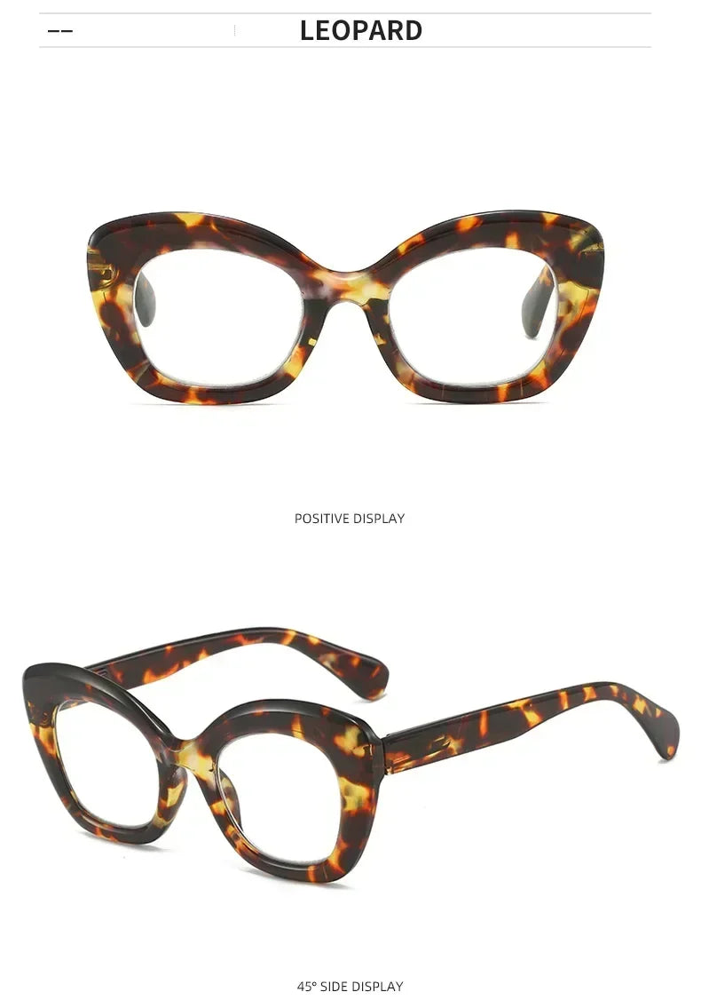 Women Retro Large Frame Reading Glasses Men Anti-blue Fashion High-definition Presbyopia Eyewear Vintage Far Sighted Eyewear