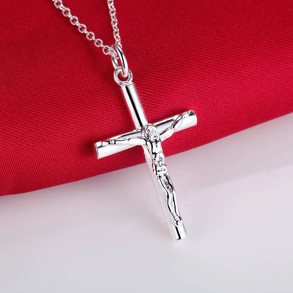 New 925 Sterling Silver Necklace Cross For Men Women Fashion Clavicle Chain Necklaces Wedding Party Jewelry chain Gift