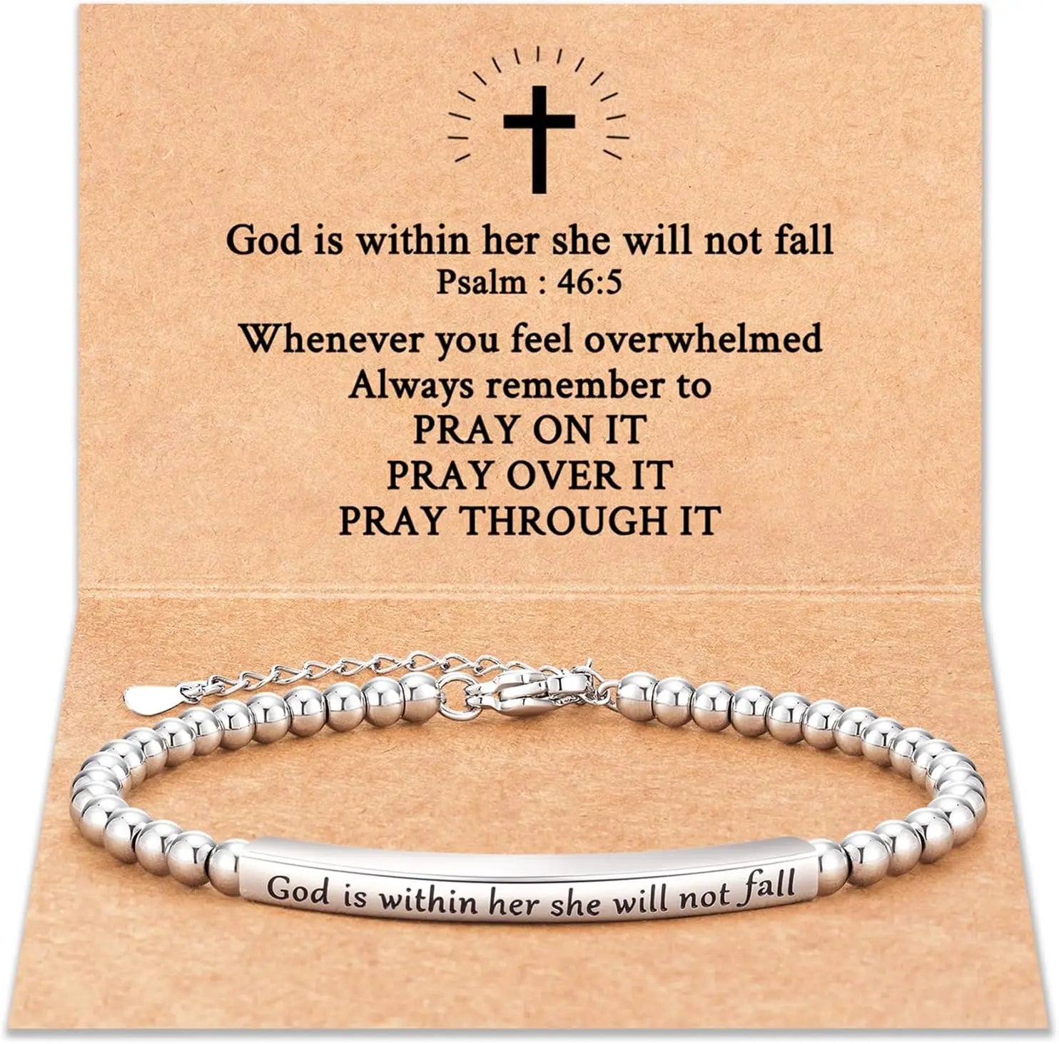 Religious Gift for Her God is Within Her She Will Not Fall Bible Verse Bracelet Gift for Her