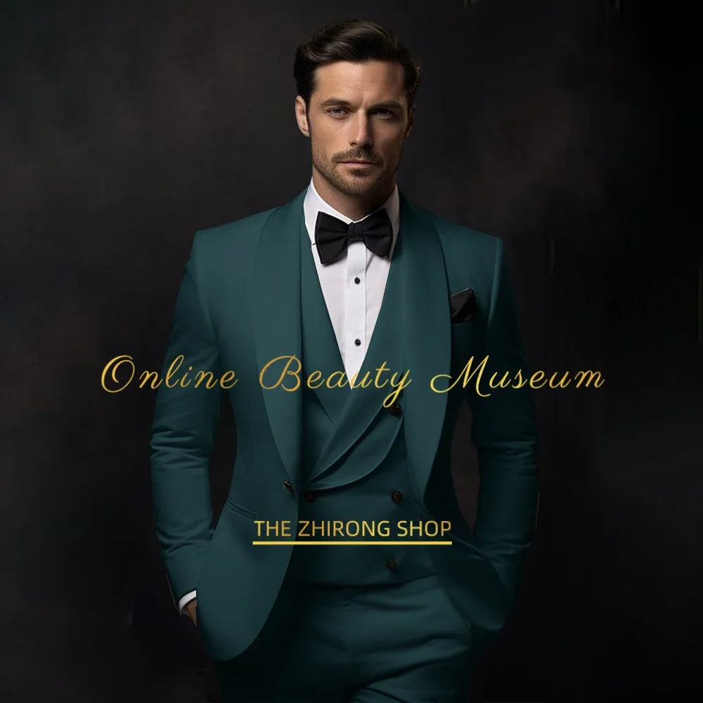 Elegant Ivory Tuxedo Suit for Men 3 piece set Jacket Vest Pants Classic Attire for Wedding Dating Host Prom Ball Party Dress