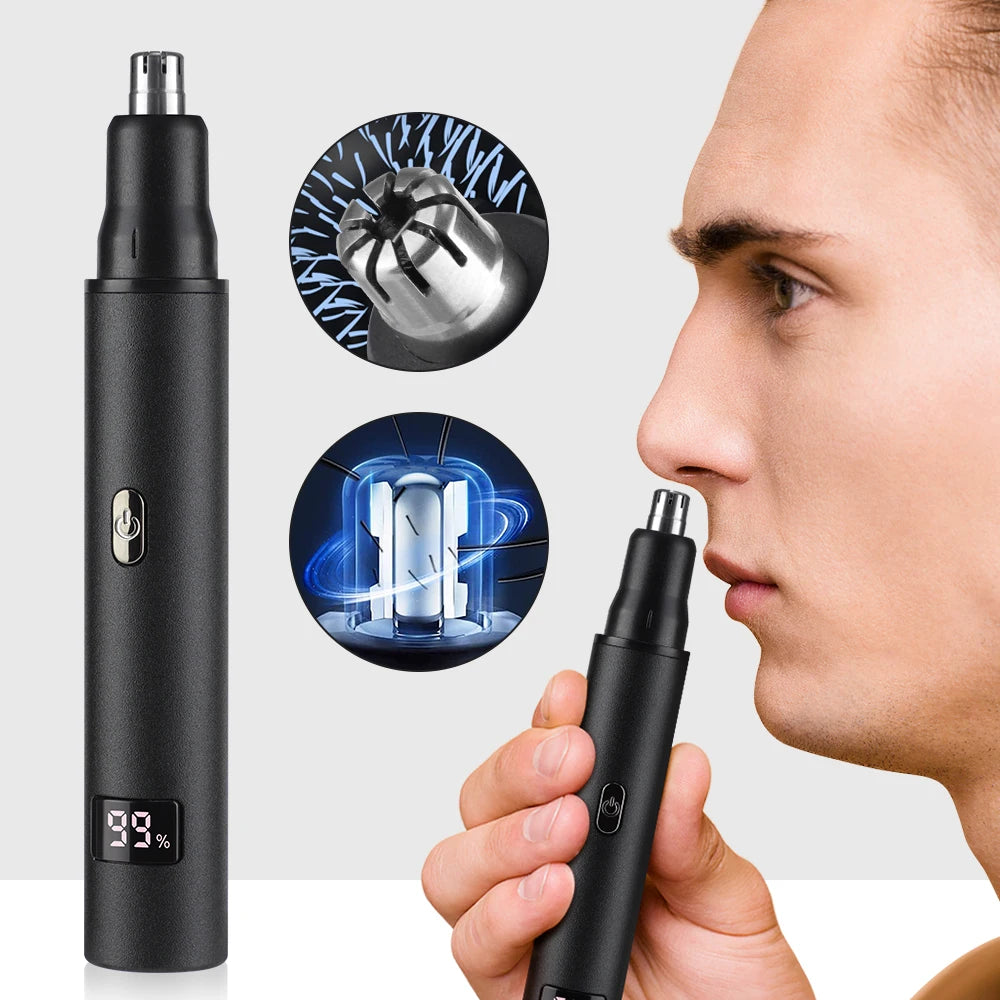 3 in 1 Electric Nose Ear Hair Trimmer for Men LED Display Eyebrow Beard Hair Clipper Shaver USB Rechargeable Easy Cleansing