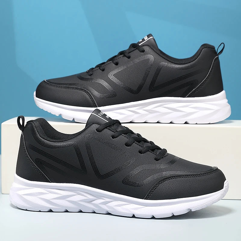 Men's Sports Shoes Leather Lightweight Comfortable Casual Shoes Cushioning Sports Shoes Outdoor Waterproof Walking Shoes for Men