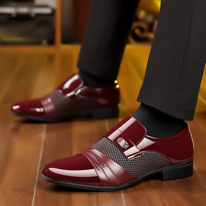 Men's Dress Shoes Pointed Toe Oxfords Classic Business Men Leather Shoes Slip on Wedding Casual Shoes Office Comfortable Loafers