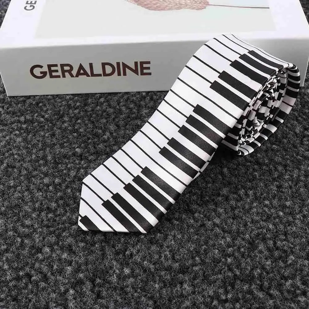 Gifts Classic for Men Fashion Black & White Skinny Tie Music Tie Piano Keyboard Necktie