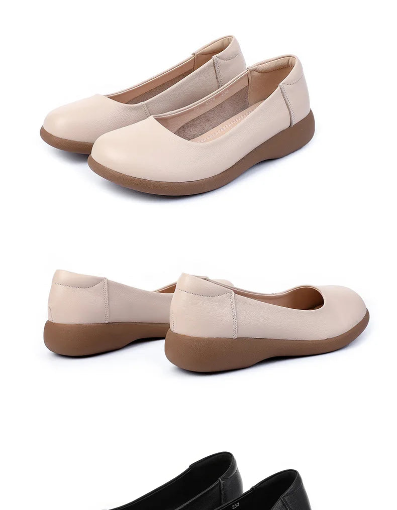 2025 Women Shoes Genuine Leather Spring New Dress Shoes Women Large Size Low Heels Office Lady Shoes