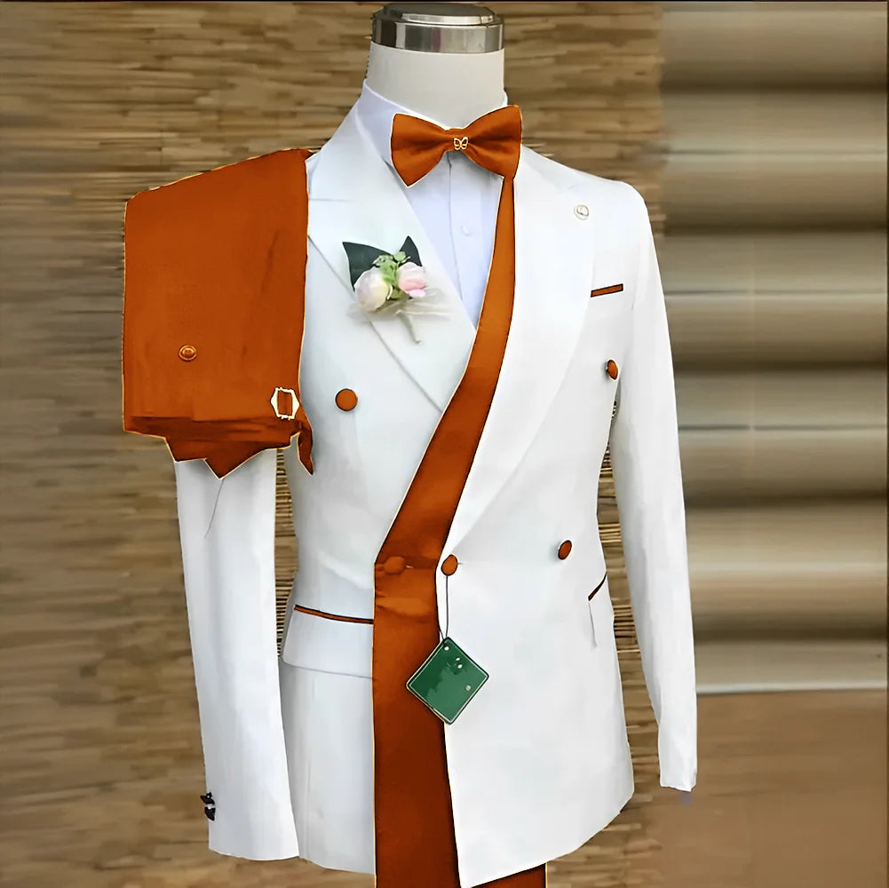 Double Breasted Formal Suits for Men Business Prom Blazer with Pants Wedding Groom Tuxedo Male Suits Custom 2 Pieces Suit Jacket