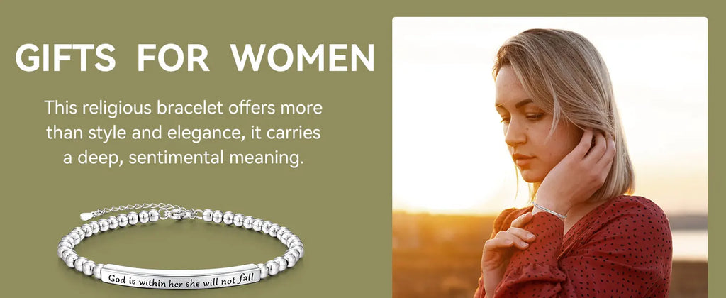 Religious Gift for Her God is Within Her She Will Not Fall Bible Verse Bracelet Gift for Her