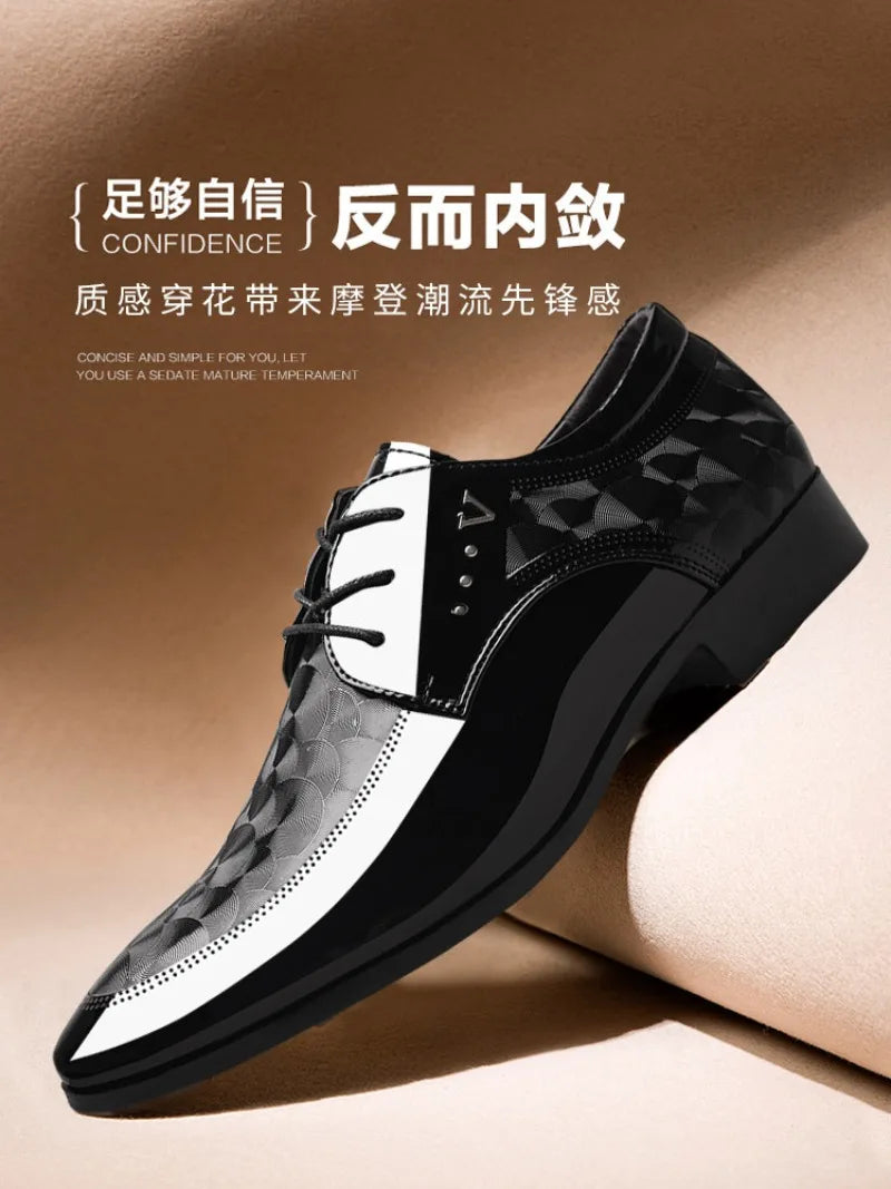 Italian Men's Leather Shoes Point Toe Business Dress Shoes Casual Office Shoe Lace Up Oxfords Luxury Wedding Party Shoes for Men