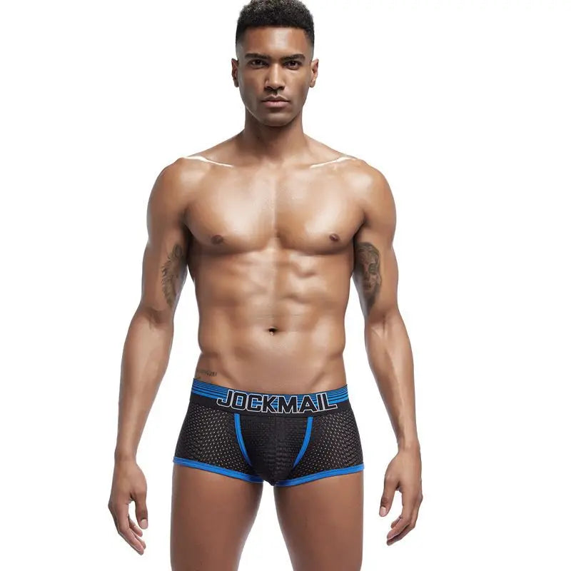 JOCKMAIL Men Underwear Boxes Mesh Quick Drying Ice Silk Breathable Youth Fashion Calzoncillos Sexy Am Gosteren Killer Sansursuz