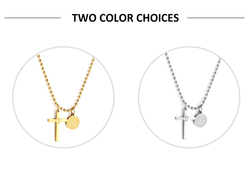 Classic Cross Pendant Necklaces For Women Girls Fashion Gold Plated Stainless Steel O Chain Collares Para Mujer Jewelry Gifts