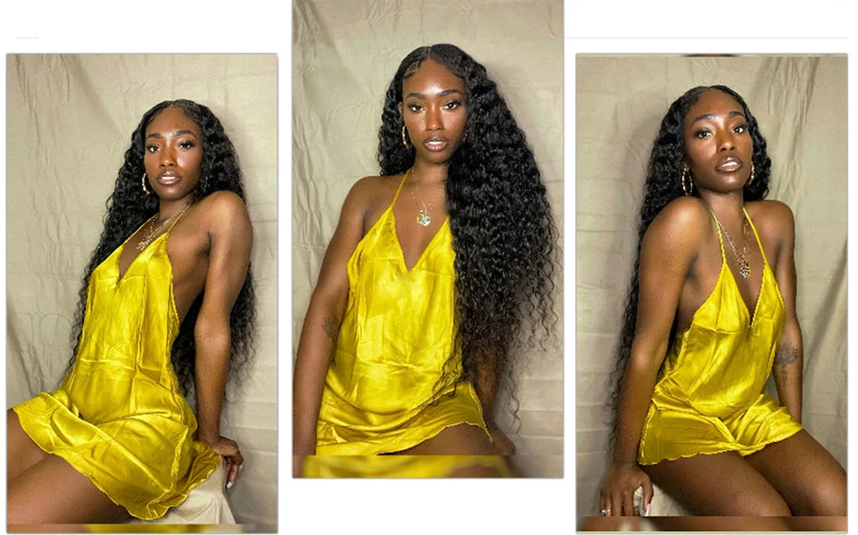 Long Kinky Curly Human Hair Bundles with Closure Frontal Peruvian Hair Bundles with Closure Remy 100% Human Hair Extensions
