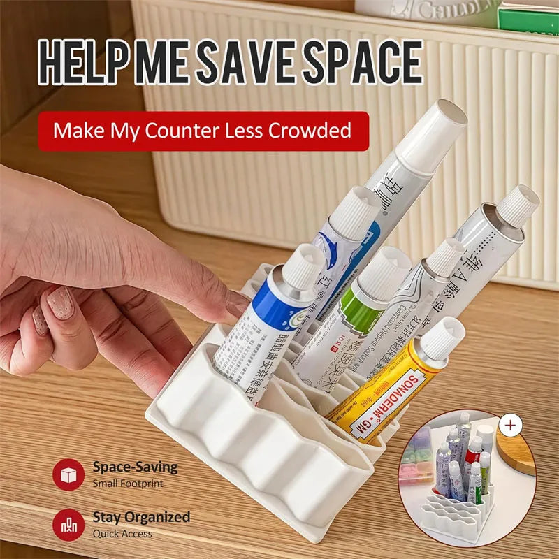 Silicone 32 Compartment Medicine Organizer Wave Design Spaced Vertical Storage Rack Desktop Ointment Organizer Storage Holder