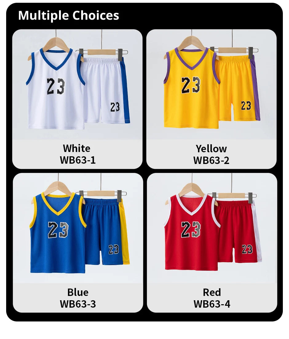 6/2 Pcs Children's Summer Quick-drying Exercise 23 Suit Boys Basketball Football Running Vest Joker Comfortable Shorts Students