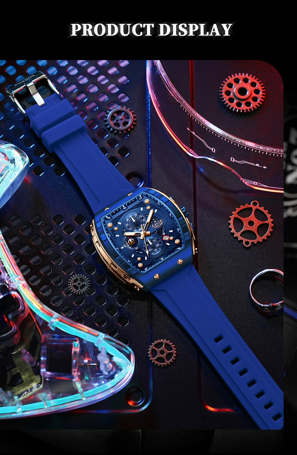 LIGE Top Brand Men's Watches Luxury Square Quartz Wristwatch Waterproof Luminous Chronograph Watch for Men Date Clock