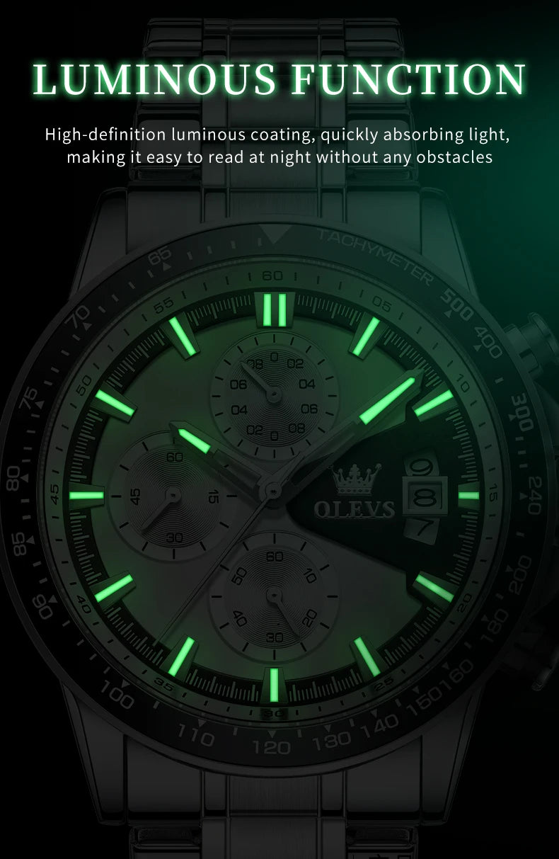 OLEVS Top Men's Watches Luxury Waterproof Luminous Classic Quartz Wrist Watch for Men Chronograph STOP WATCH Sports Man Watch