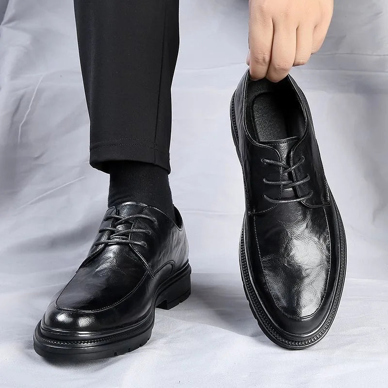 Men's shoes new spring and autumn British style leather shoes men's business dress big head cowhide work non-slip casual shoes