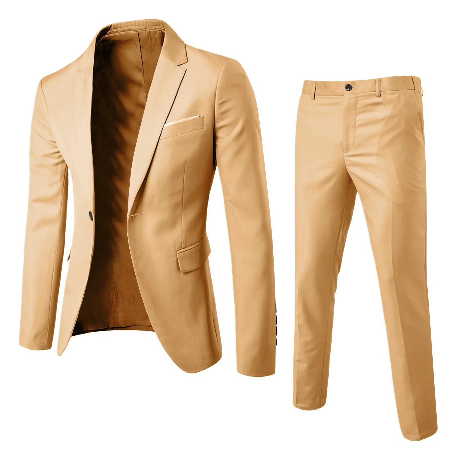 Mens Suit Set Two Piece Business Formal Wear Korean Slim Fit Groom Groomsmen Wedding Tuxedo