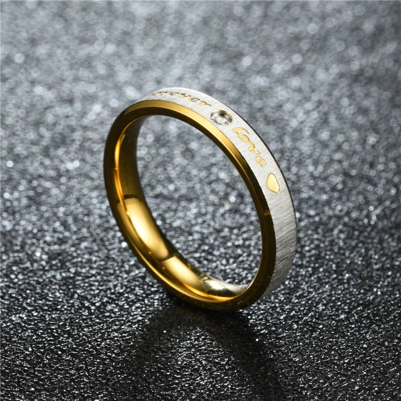New Forever Love Couple Ring For Women Men Heart Stainless Steel Wedding Ring Fashion Engaged Party Jewelry