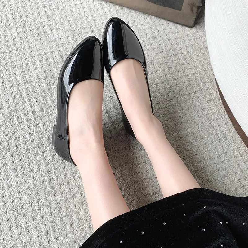 Women's Formal Uniform Shoes Spring Autumn Black Versatile Flat Shoes Women Causal Loafers Non-slip Ladies Ballet Leather Shoes