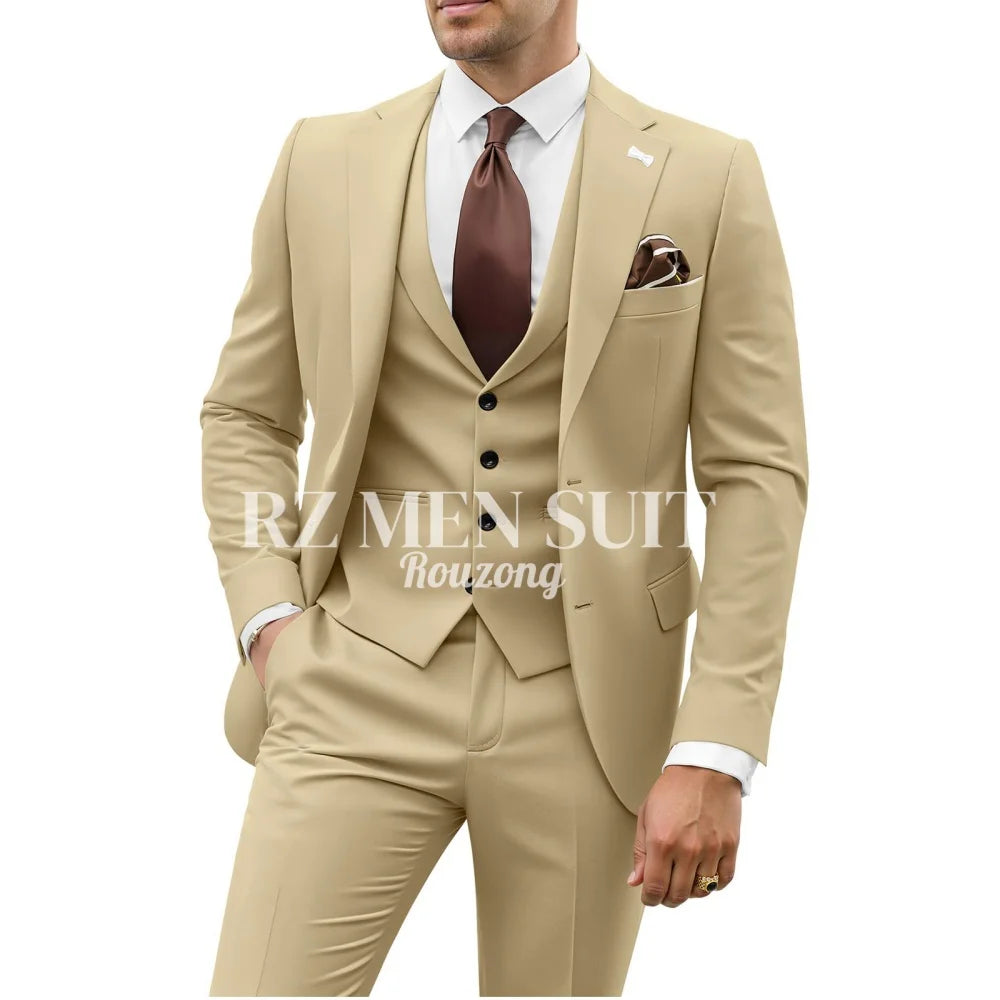 Mens Suit 3 Piece Suits for Men Slim Fit Wedding Groom Suit Men Blazer Vest Pant Suits for Prom Business Formal costumes hommes