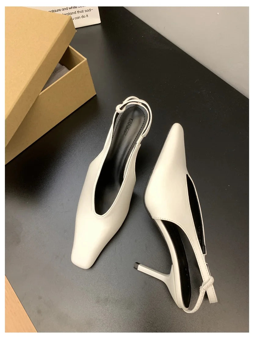 2026 New Spring Women Sandals Fashion Thin High Heels Pumps Square Toe Shallow Women's Shoes For Party Dress Mules Zapatos Mujer