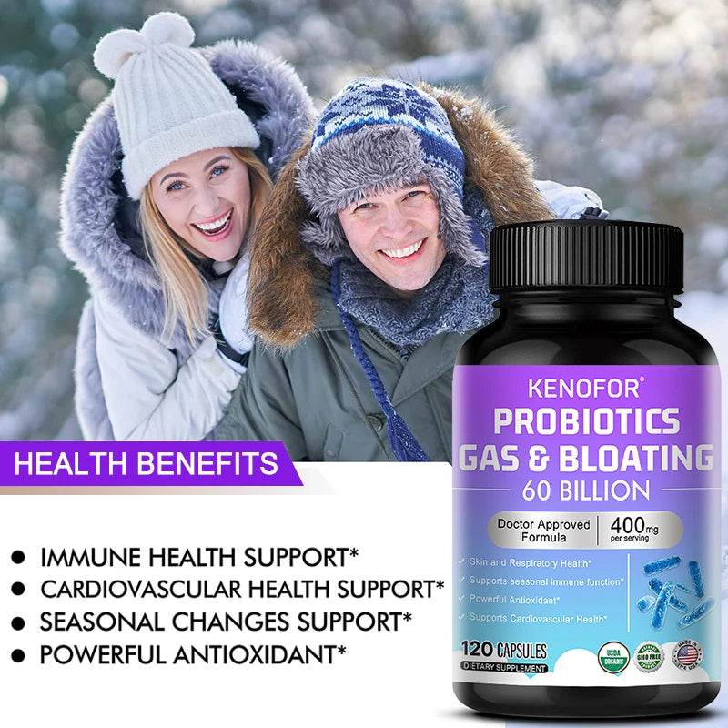 Probiotic Supplement 60 Billion CFU, Promotes Gut and Digestive Health, Supports Immune System, , Acidophilus Supplement