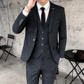 Men's Business Fitted Two-Button Suit Set Fashionable Versatile Trendy Three-Piece Ensemble for Groom Best Man Banquet Dress
