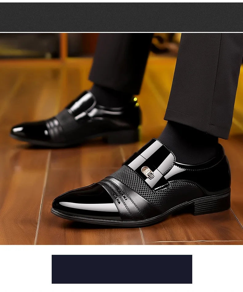 Men's Dress Shoes Pointed Toe Oxfords Classic Business Men Leather Shoes Slip on Wedding Casual Shoes Office Comfortable Loafers