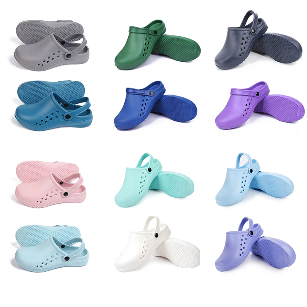 Unisex Scrub Clogs Nurse Medical Shoes EVA Ultra Light Anti Slip On Hospital Doctor Slippers Sandal Nursing Clog X06