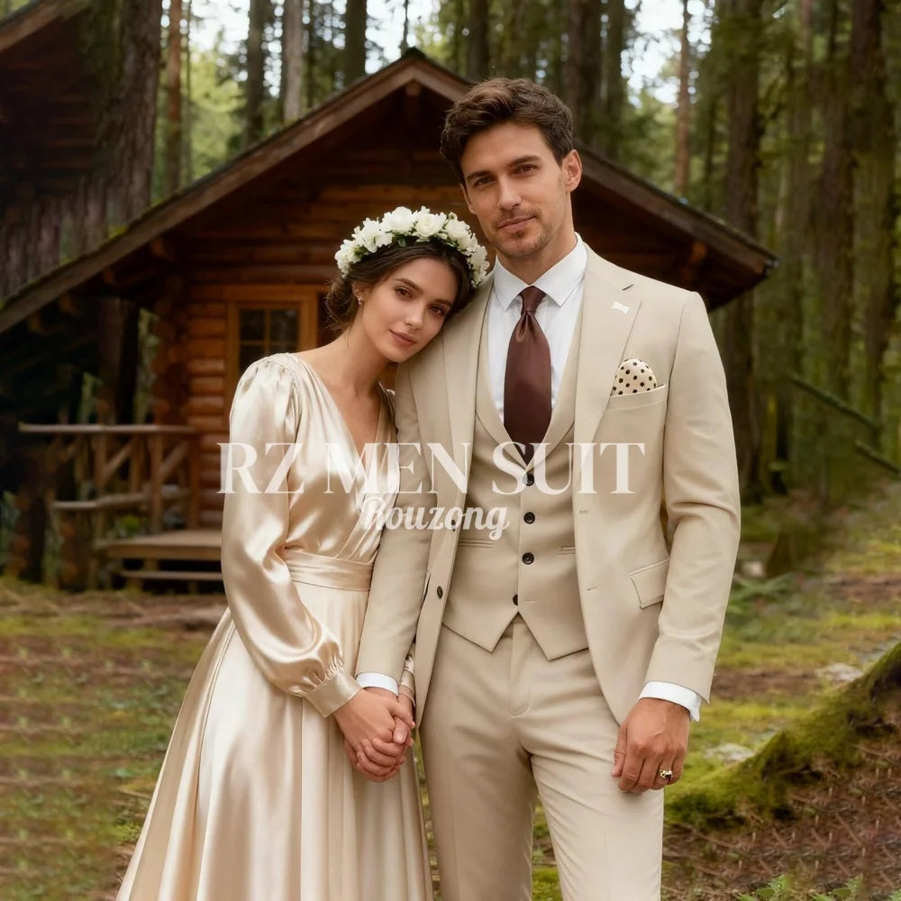 Mens Suit 3 Piece Suits for Men Slim Fit Wedding Groom Suit Men Blazer Vest Pant Suits for Prom Business Formal costumes hommes