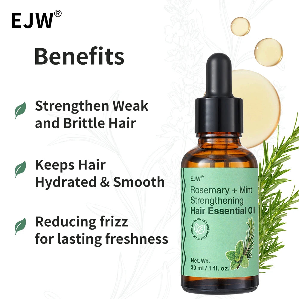 Rosemary & Mint Hair Oil - Stronger and Healthier Hair, for Dry Damaged Hair,  Frizzy or Color Treated,Hair care essential oil.