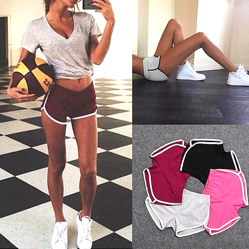 Women Mid Waist Sport Shorts Slim Fit High Stretchy Short Trousers For Summer Female Ladies Running Exercise Beach Short Pants