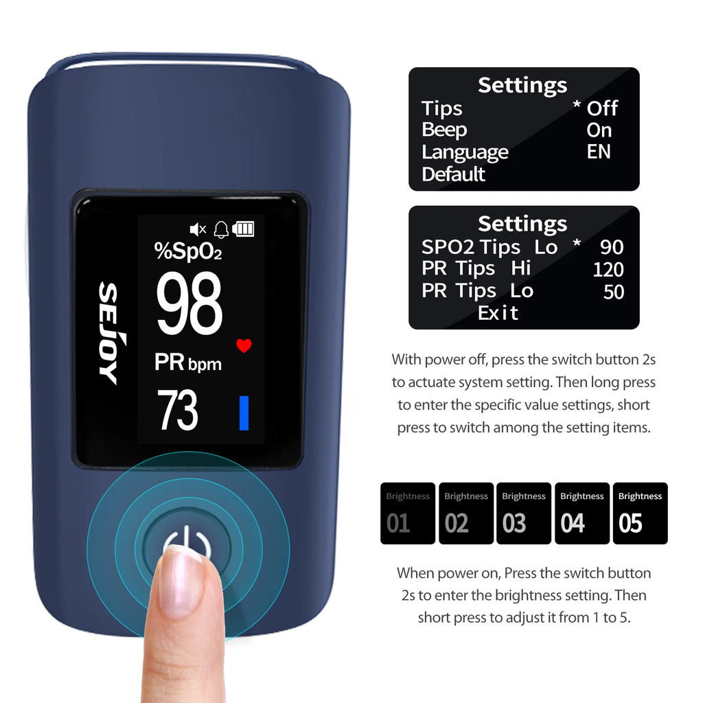 Sejoy Digital Wrist Blood Pressure Monitor,Finger Pulse Oximeter OLED Blood Oxygen Saturation,Heart Rate Meter BP Monitor