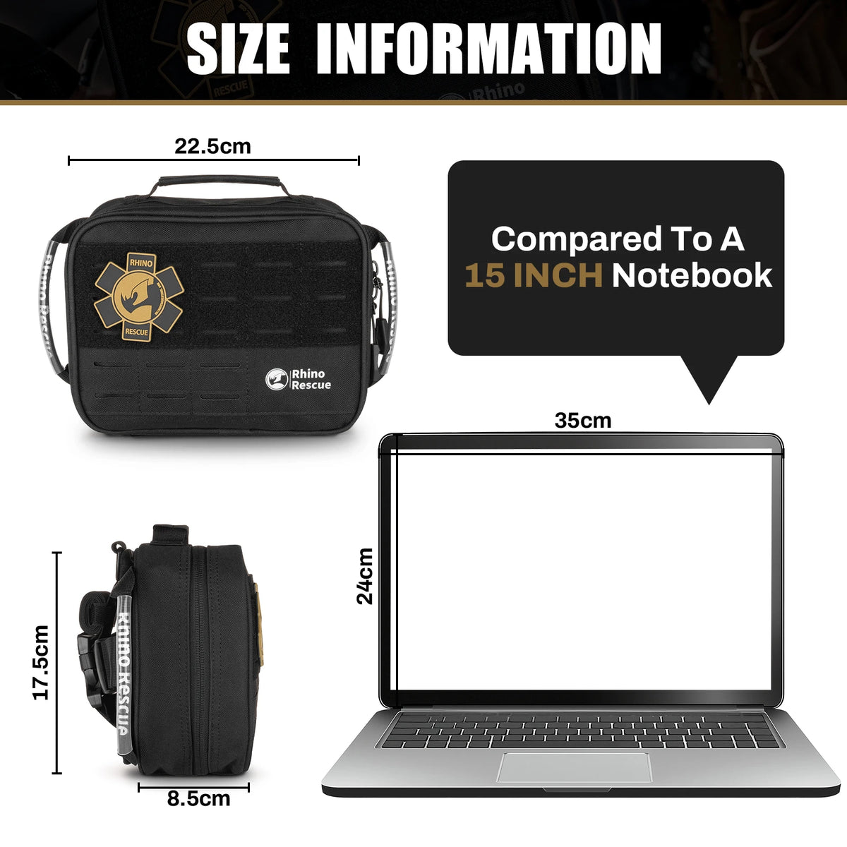 RHINO RESCUE large Car First Aid Kit IFAK POUCH Molle Medical Pouch for Travel Hiking Camping (empty bag)