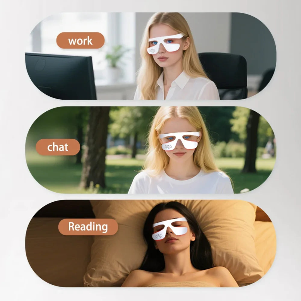 Eye Massager 3 Gear Red light Remove Eye Bags Dark Circles Puffiness Hot Compress Eye Relieve Eye Fatigue Wireless Use