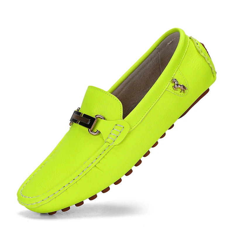 YRZL Shoes Men Handmade PU Leather Loafer Casual Driving Flats Slip-on Shoes Luxury Comfy Moccasins White Loafers Shoes for Men