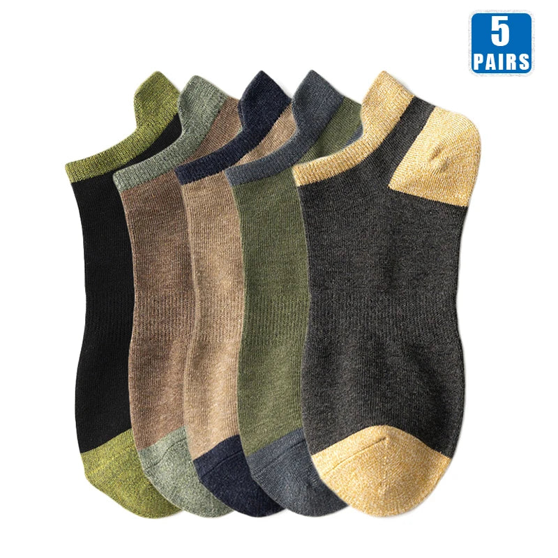 5 Pairs High Quality Cotton Men Short Socks Breathable Casual Spring Summer Crew Ankle Low-Cut Fashion Non-slip Sock for Male