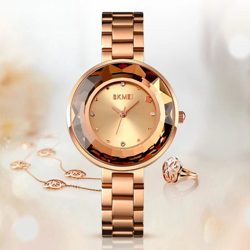 2025 New Women's Quartz Watch: 3D Floral Dial, Screw-Down Crown, Includes Gift Box