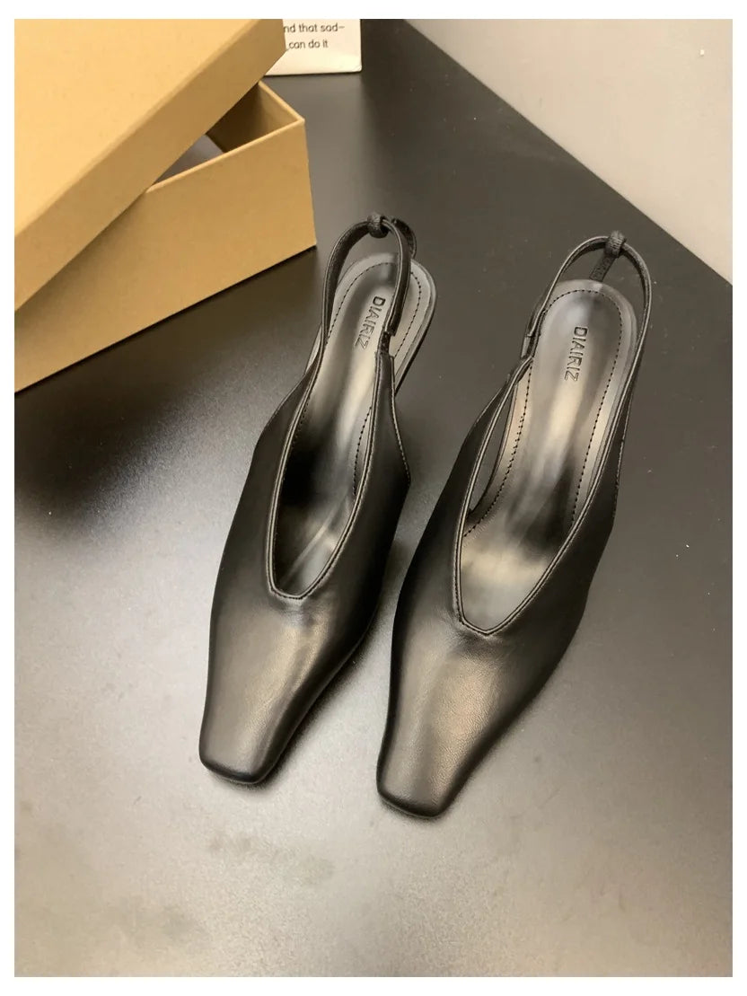 2026 New Spring Women Sandals Fashion Thin High Heels Pumps Square Toe Shallow Women's Shoes For Party Dress Mules Zapatos Mujer