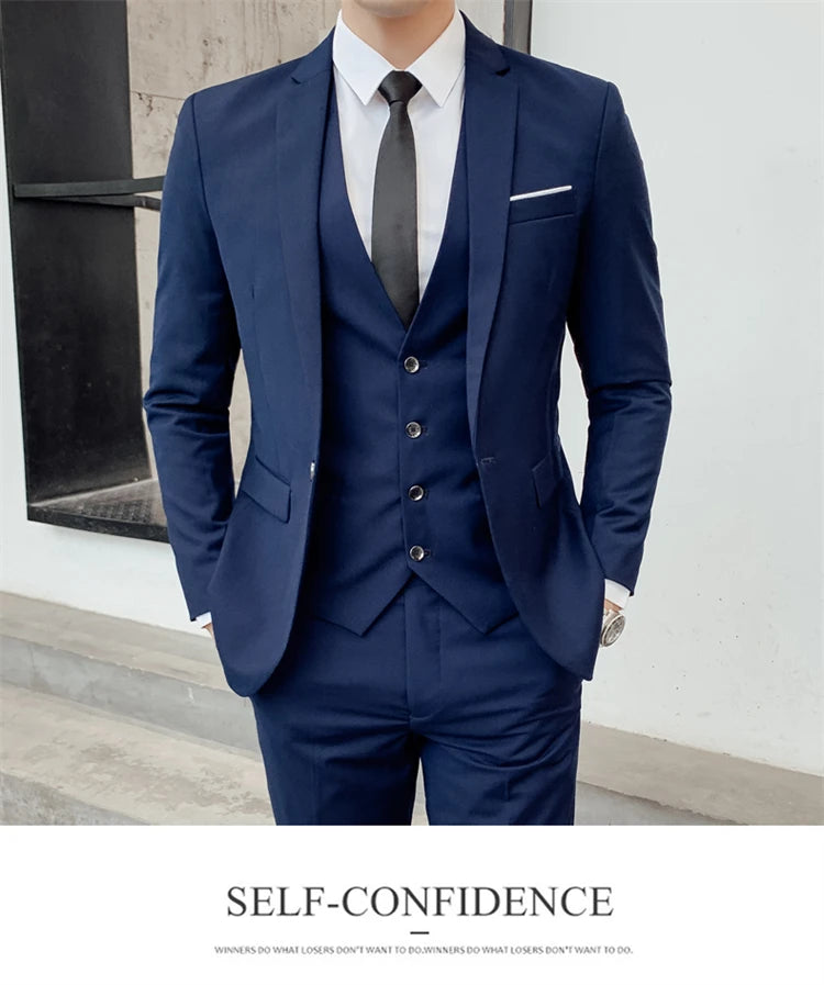 Suits for Men - 3 Pieces - New Fabrics - Fashionable Business Gentleman - Slim Fit - Wedding  Professional Business Formal Dress