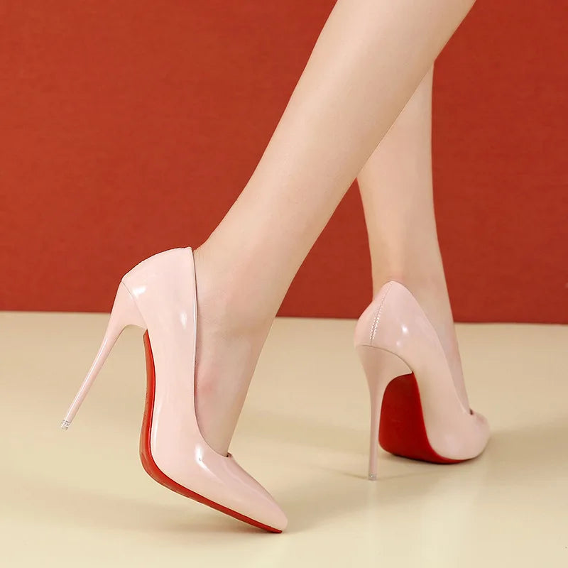Women's Shoes Red Sole High Heels Sexy Pointed Toe 12cm Pumps Stiletto Women Wedding Shoes Plus Size Dress High Heels Tacones