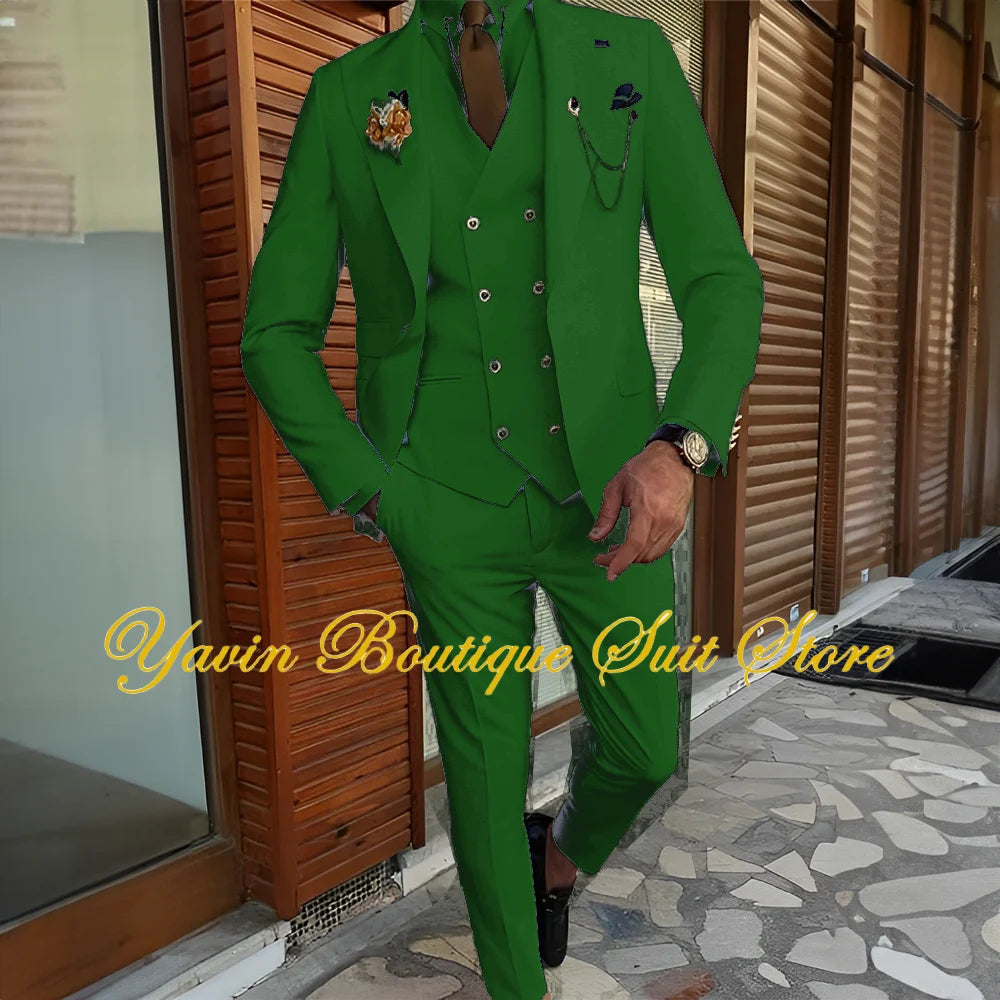 Men's Suit 3-piece Formal Blazer Pants Vest Wedding Groom Tuxedo Customized Elegant Men's Suits